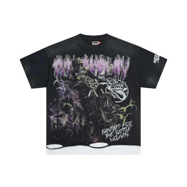 Rough Play Black Motorcycle Rider Shirt