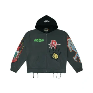 Rough Play Grey With Multi Zip Up Hoodie