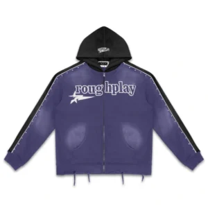 Rough Play Purple With Black Zip Up Hoodie