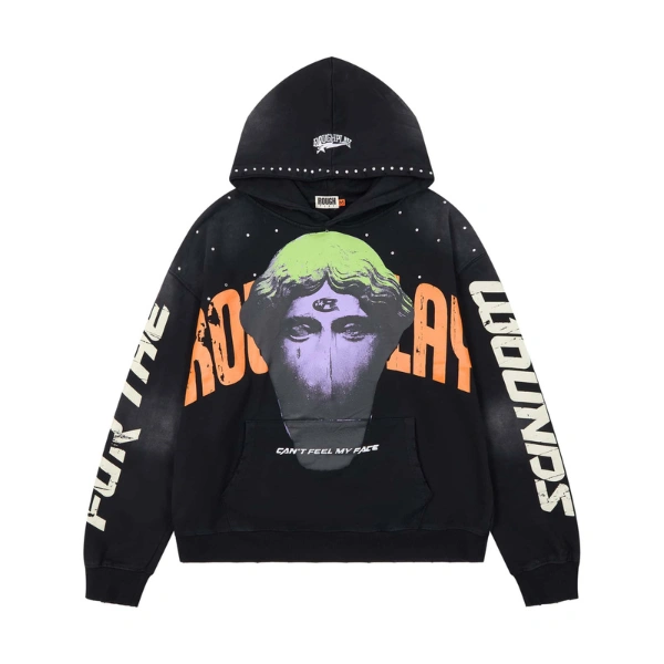 Rough Play Can’t Feel My Face Black Hoodie