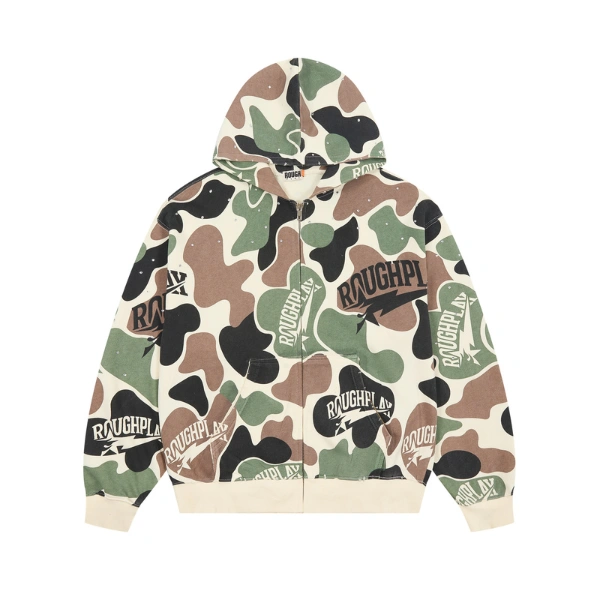 Rough Play Brown And Green Hoodie Rough Play Brown And Green Hoodie