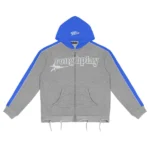 Rough Play Grey With Blue Zip Up Hoodie