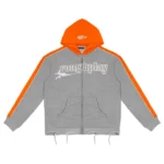 Rough Play Grey With Orange Zip Up Hoodie