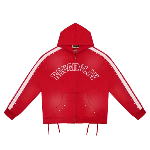 Rough Play Red With White Hoodie