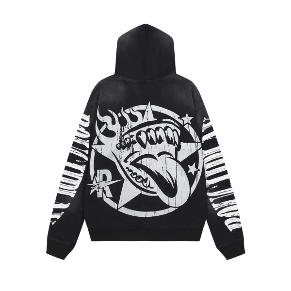 Rough Play Skull in Car Black Hoodie