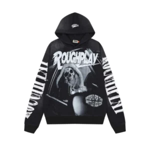 Rough Play Skull in Car Black Hoodie