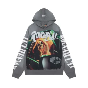 Rough Play Skull in Car Gray hoodie
